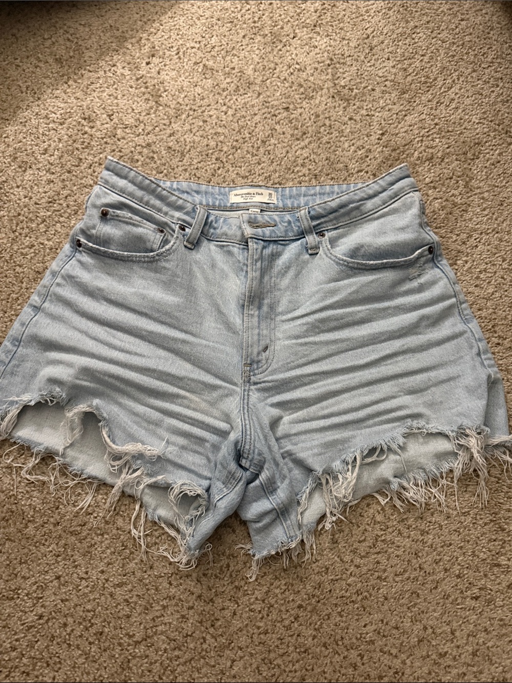 Abercrombie & Fitch Light Wash Distressed dad  Denim Shorts